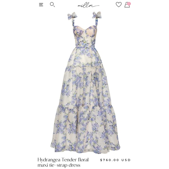 Hydrangea Tender floral maxi tie-strap dress - Picture 7 of 15